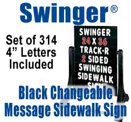 Swinger Black Changeable Message Sidewalk Signs