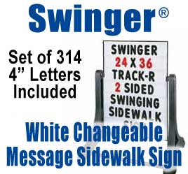 Swinger White Changeable Message Sidewalk Signs