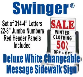 Swinger White Deluxe Changeable Message Sidewalk Signs