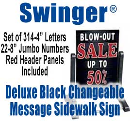 Swinger Black Deluxe Changeable Message Sidewalk Signs