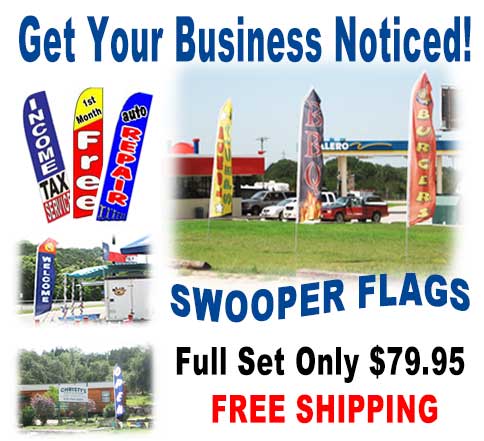 Variety of stock swooper flags shown