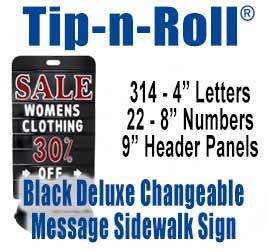 Tip-n-Roll Black Deluxe Changeable Message Sidewalk Signs
