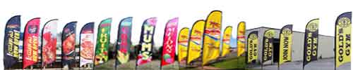 Variety of custom banner flags.