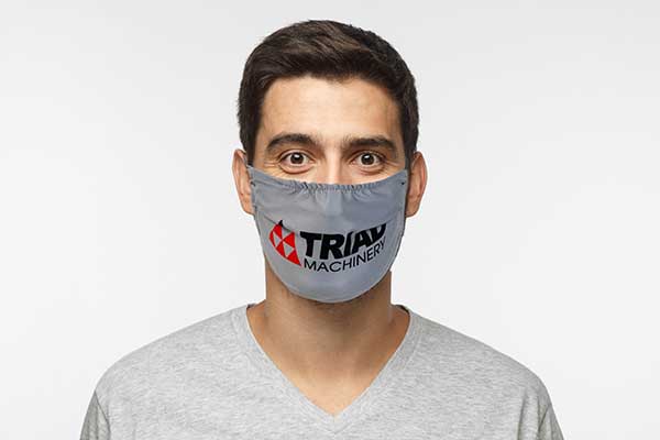 Man in custom logo face mask