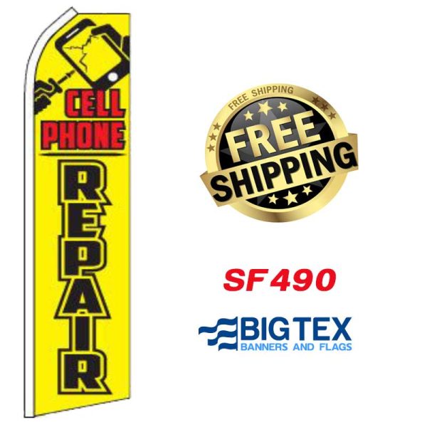 Yellow Cellphone Repair Swooper Flag