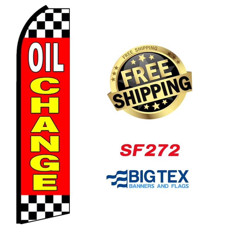 Red checkered Oil Change Swooper Flag
