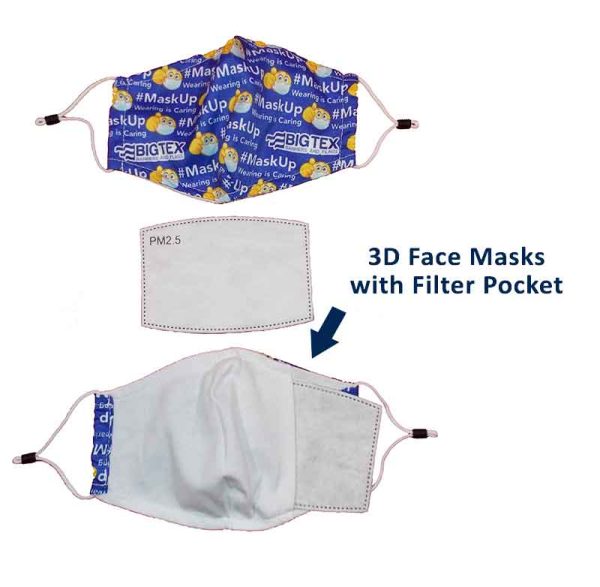 3d face mask with filter pocket