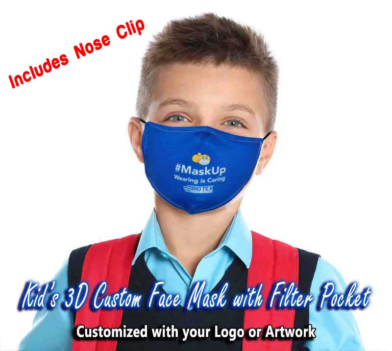 Kids 3D Face Mask with Filter Pocket