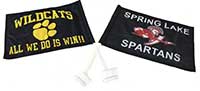 custom car flags crossed displaying school logos