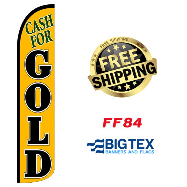 Yellow Cash For Gold Feather Flag FF84
