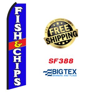 Blue Fish & Chips Swooper Flag SF388