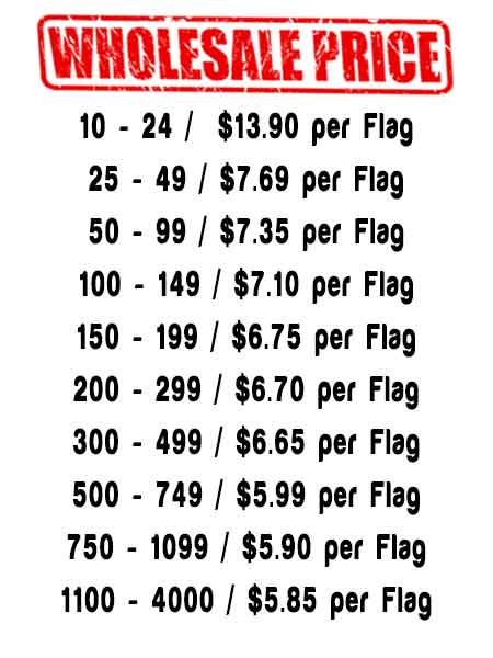 Wholesale pricing for car flags