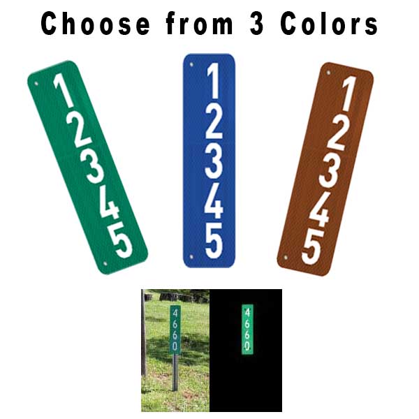 Choose from 3 reflective address sign colors