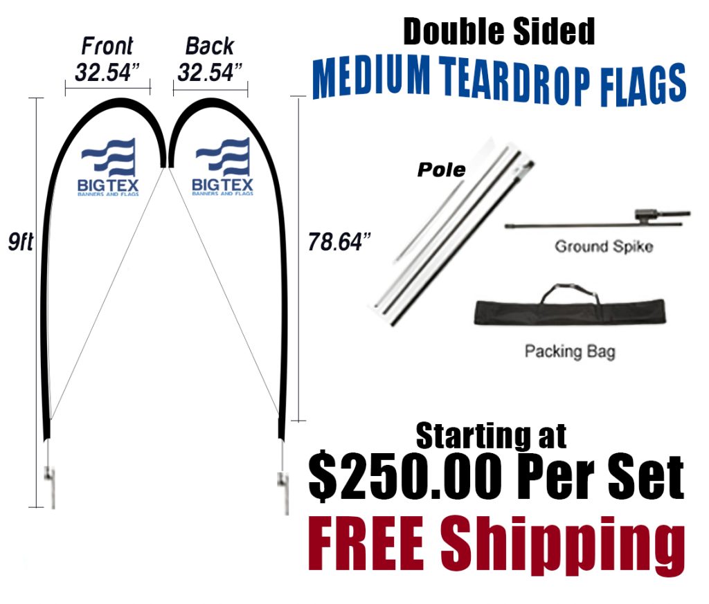 medium double sided teardrop flag
