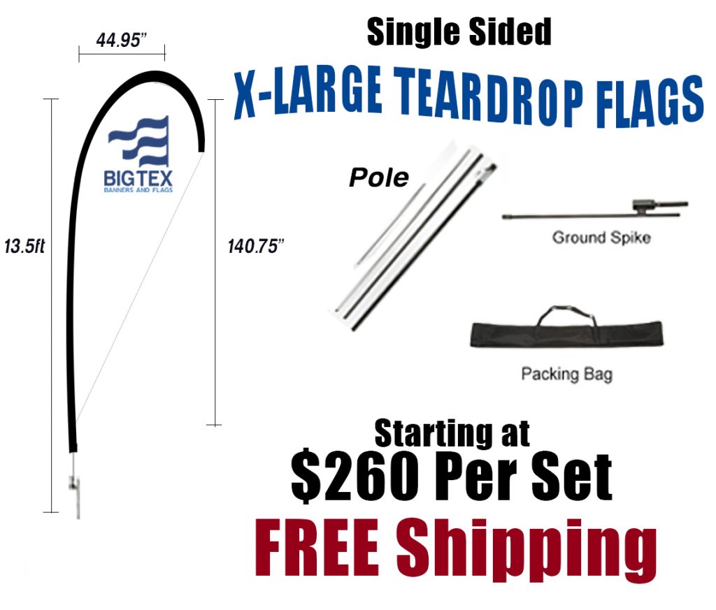xlarge single sided teardrop flag