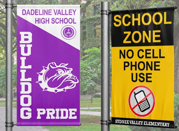 School Spirit and School Announcement Light Pole Banners