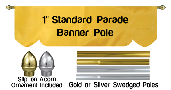 choose gold or silver Standard Aluminum Parade Banner Pole
