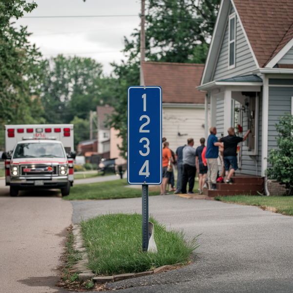 911 address sign and emergency responders