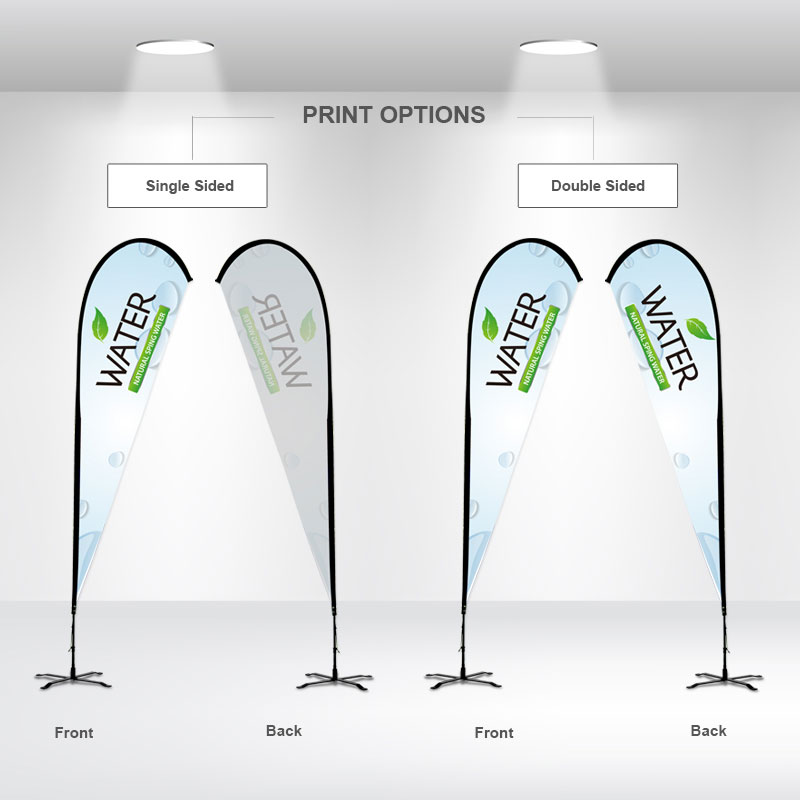 Image showing the difference between single and double sided Teardrop Flags.