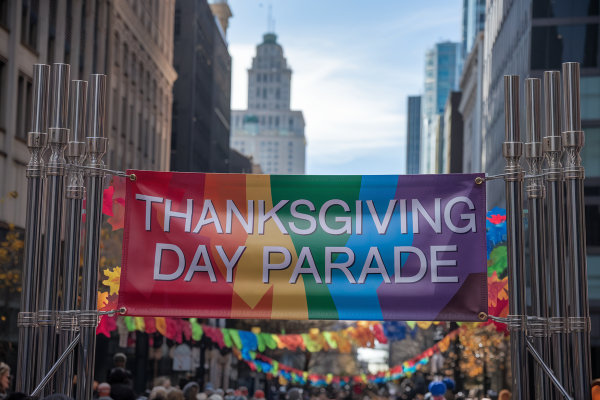 colorful Thanksgiving day parade banner

