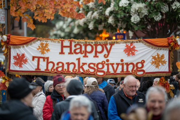 warm thanksgiving parade banner