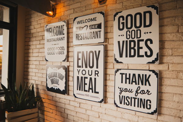 printed hanging wall signs